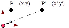 Figura 17 - Sesgado del punto P por el eje X con ángulo α