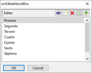 Ejemplo de wxEditableListBox