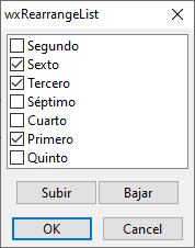 Ejemplo de wxRearrangeList